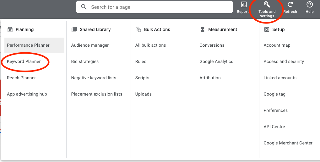 Google Keyword Planner, Tools and Settings - tecHHale