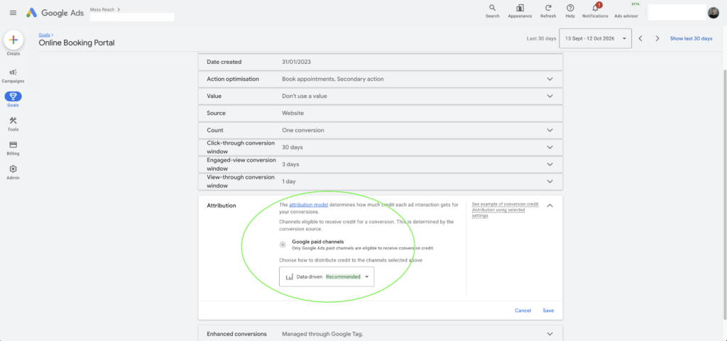 Changing Google Ads Attribution Models - Mass Reach